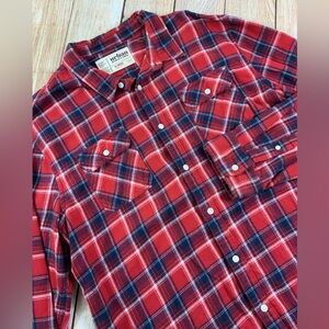 Men’s Urban Pipeline Red Plaid Flannel Button Shirt Size XL
